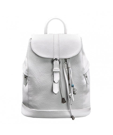Leather women's backpack Olsen white