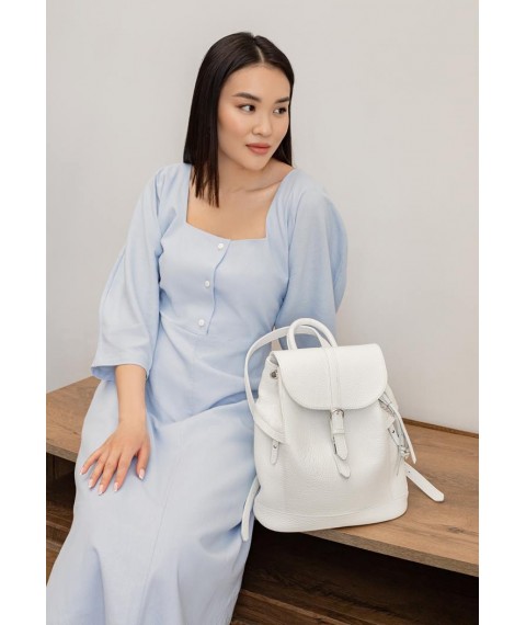 Leather women's backpack Olsen white