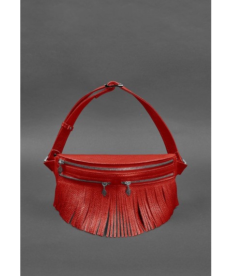 Women's leather belt bag Spirit red