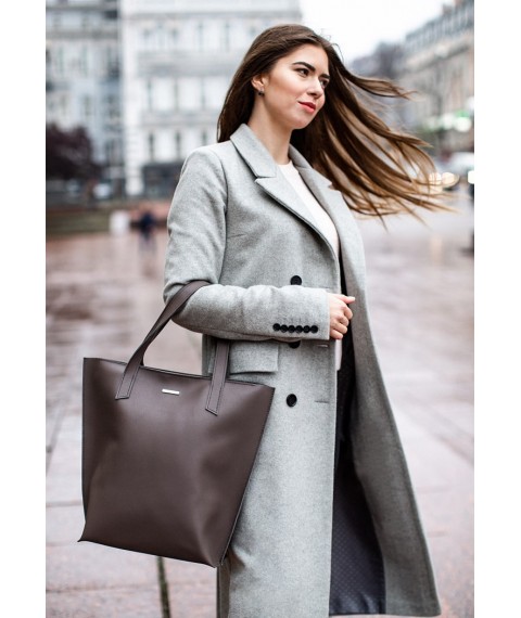 Leather women's shopper bag DD dark beige