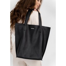 Шкіряна жіноча сумка шоппер D.D. чорна