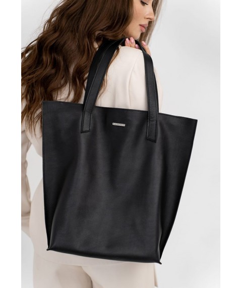 Шкіряна жіноча сумка шоппер D.D. чорна