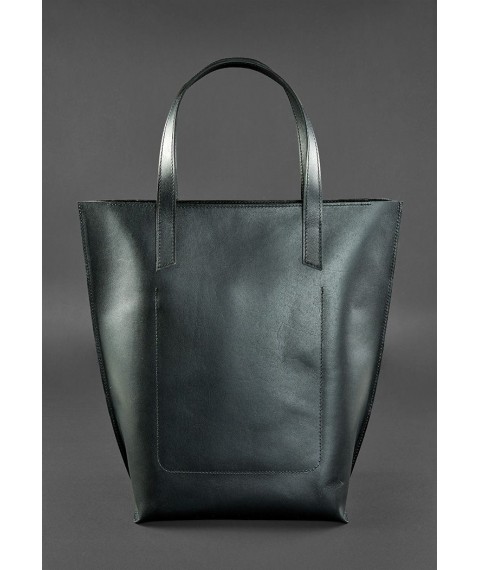 Leather women's shopper bag DD black
