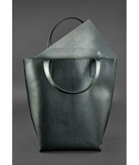 Кожаная женская сумка шоппер D.D. черная