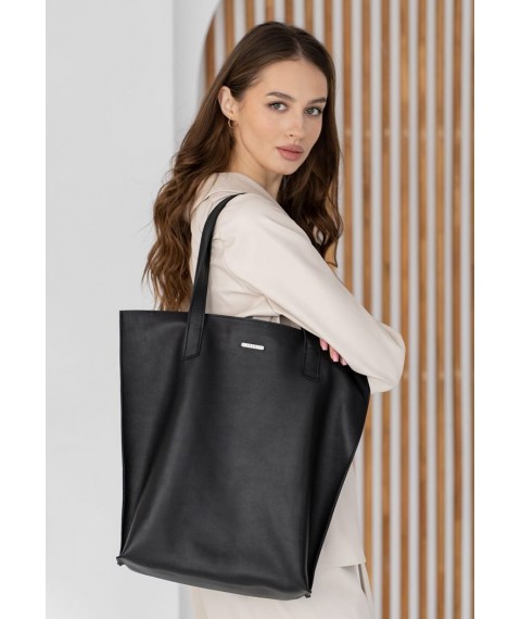 Leather women's shopper bag DD black