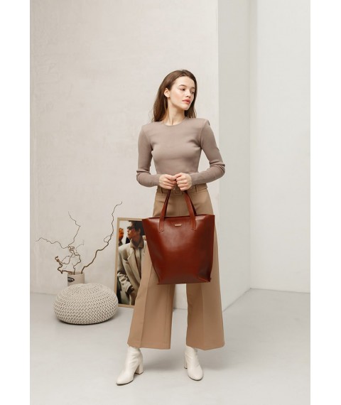 Leather women's shopper bag DD light brown