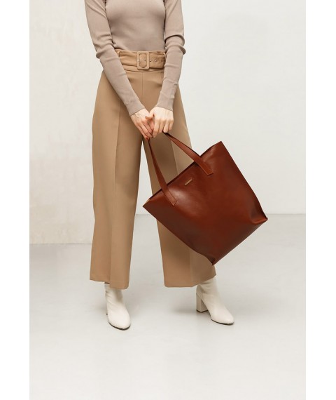 Leather women's shopper bag DD light brown