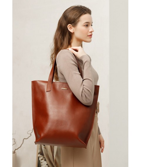 Leather women's shopper bag DD light brown