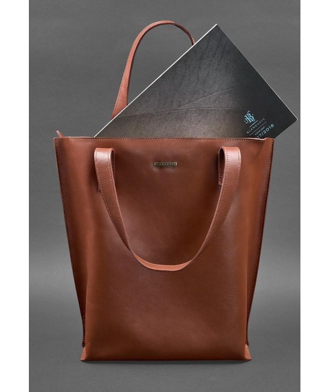 Leather women's shopper bag DD light brown