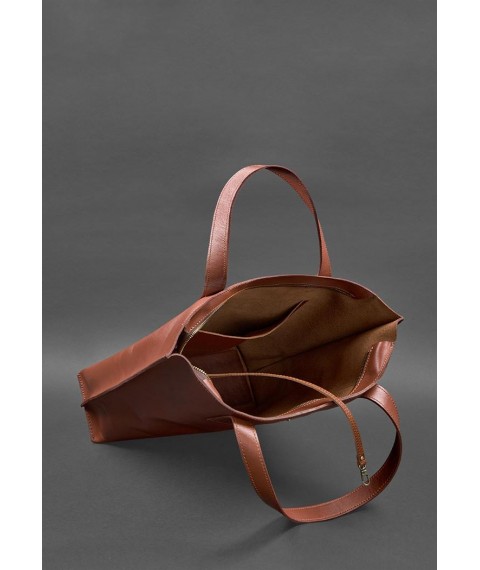 Leather women's shopper bag DD light brown