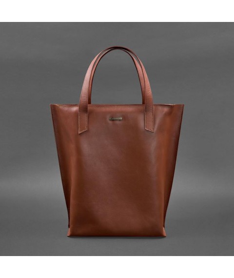 Leather women's shopper bag DD light brown