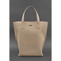 Шкіряна жіноча сумка шоппер D.D. світло-бежева краст