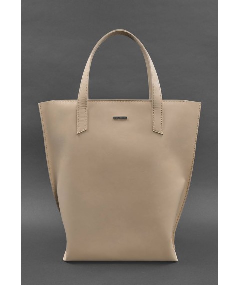 Leather women's shopper bag DD light beige crust