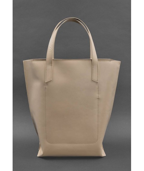 Leather women's shopper bag DD light beige crust