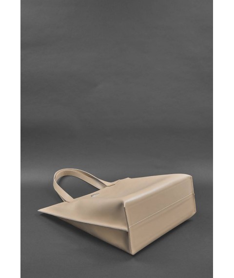Leather women's shopper bag DD light beige crust