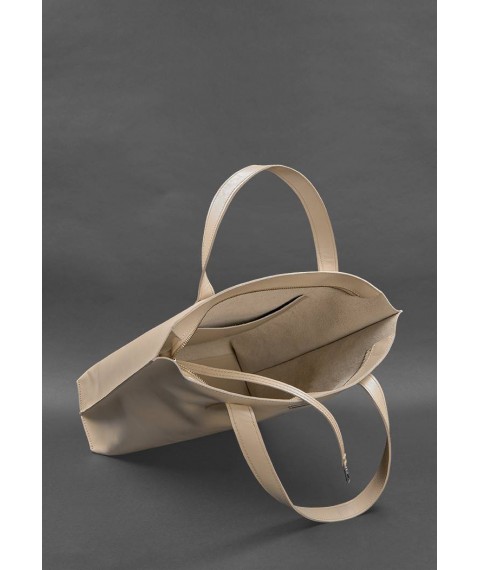 Leather women's shopper bag DD light beige crust