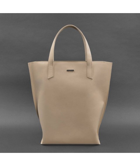Leather women's shopper bag DD light beige crust