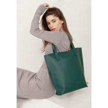 Leather women's shopper bag DD green