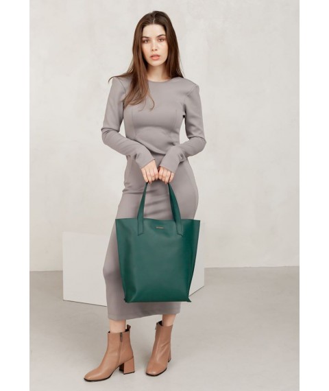 Шкіряна жіноча сумка шоппер D.D. зелена