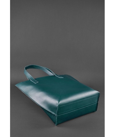 Шкіряна жіноча сумка шоппер D.D. зелена