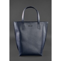 Leather women's shopper bag DD dark blue