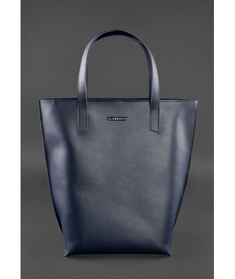 Leather women's shopper bag DD dark blue
