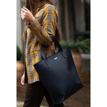 Leather women's shopper bag DD dark blue