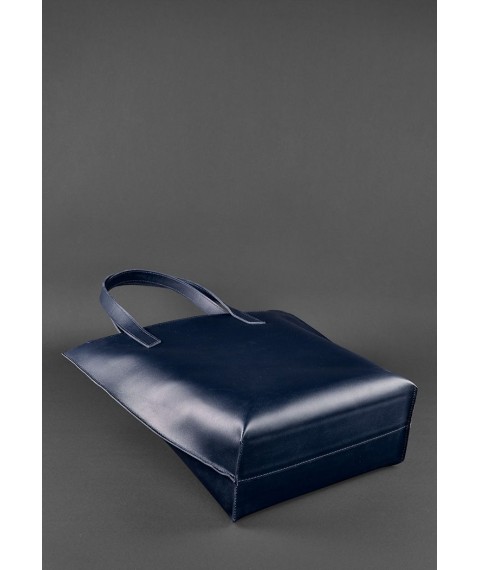 Leather women's shopper bag DD dark blue