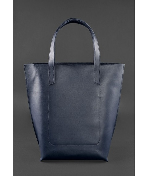 Leather women's shopper bag DD dark blue