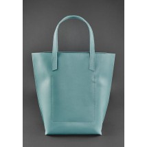 Шкіряна жіноча сумка шоппер D.D. бірюзова