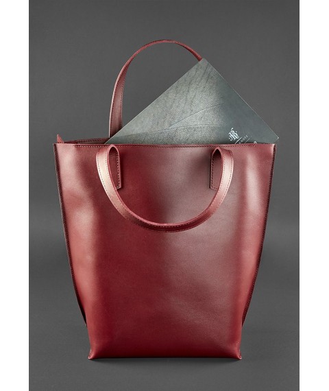 Leather women's shopper bag DD burgundy