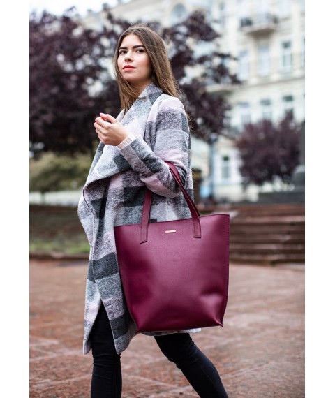 Leather women's shopper bag DD burgundy