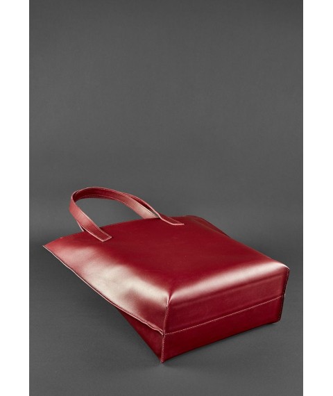 Шкіряна жіноча сумка шоппер D.D. бордова