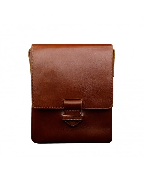 Esquire men's leather messenger bag light brown