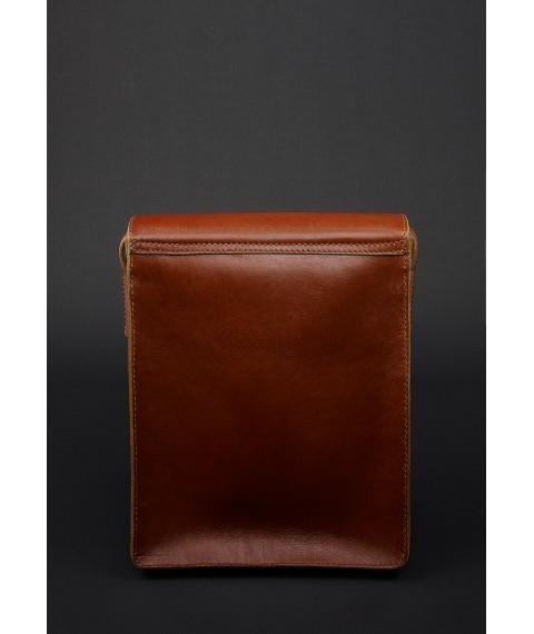 Esquire men's leather messenger bag light brown