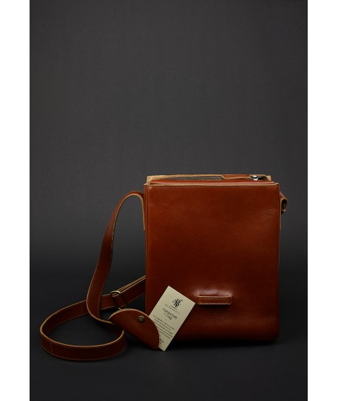 Esquire men's leather messenger bag light brown
