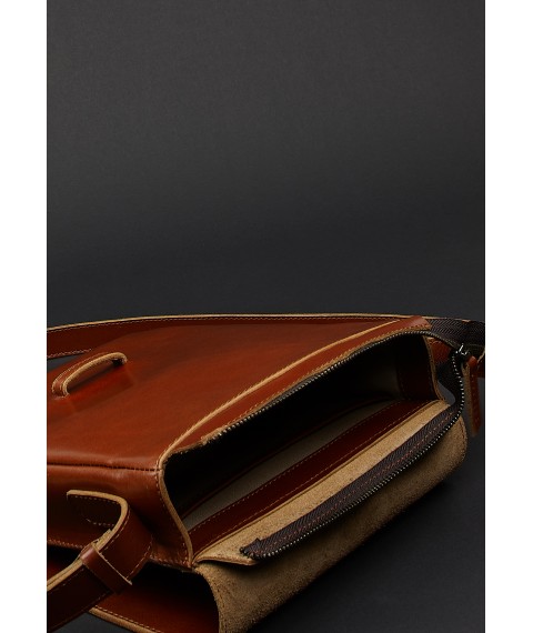Esquire men's leather messenger bag light brown