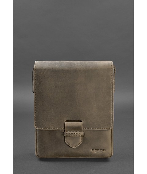 Esquire men's leather messenger bag dark brown Crazy Horse
