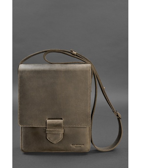 Esquire men's leather messenger bag dark brown Crazy Horse