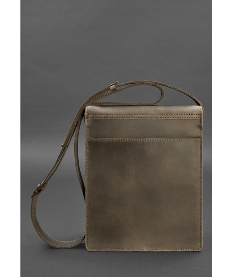 Esquire men's leather messenger bag dark brown Crazy Horse