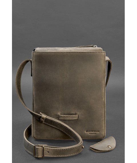Esquire men's leather messenger bag dark brown Crazy Horse