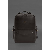 Cooper maxi leather city backpack with zipper dark brown