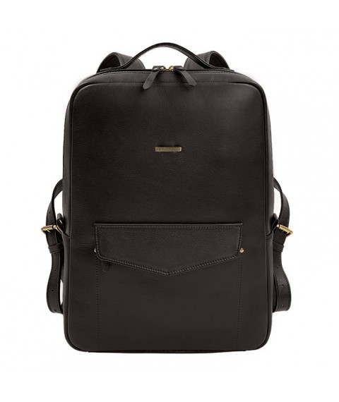 Cooper maxi leather city backpack with zipper dark brown