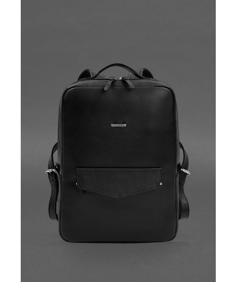 Leather city backpack with zipper Cooper maxi black