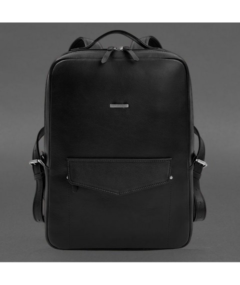 Leather city backpack with zipper Cooper maxi black