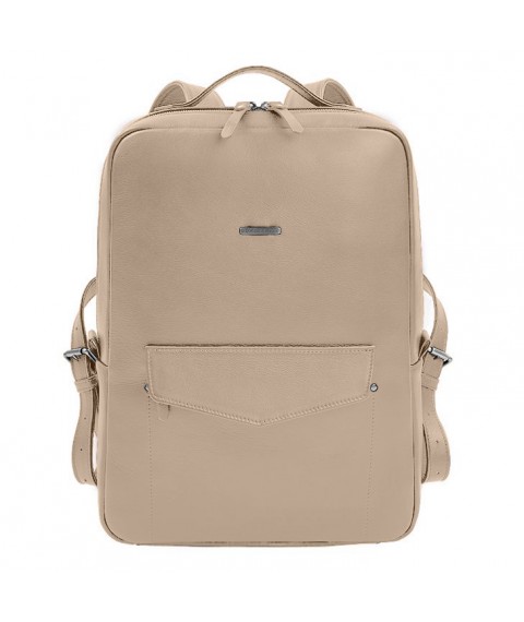 Leather city backpack with zipper Cooper maxi light brown