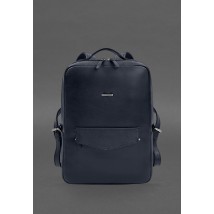 Leather city backpack with zipper Cooper maxi blue