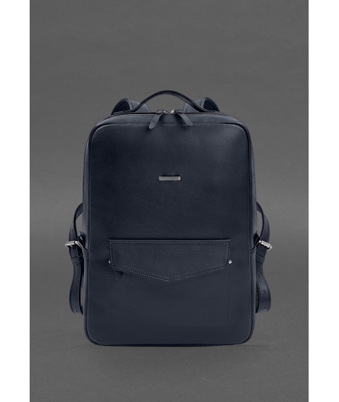 Leather city backpack with zipper Cooper maxi blue