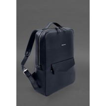 Leather city backpack with zipper Cooper maxi blue