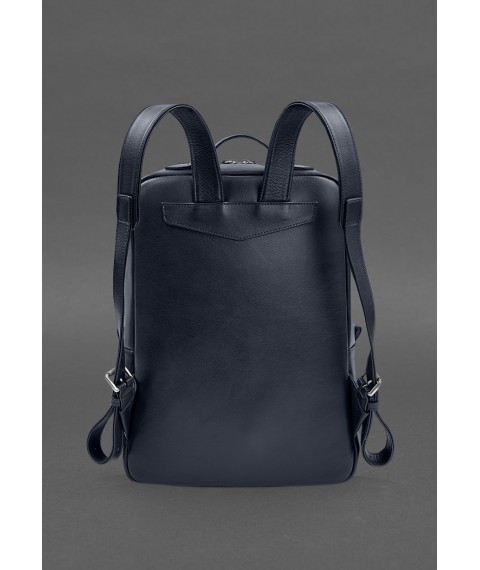 Leather city backpack with zipper Cooper maxi blue